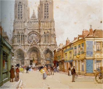 París Painting - La Catedral de Reims Eugène Galien parisino